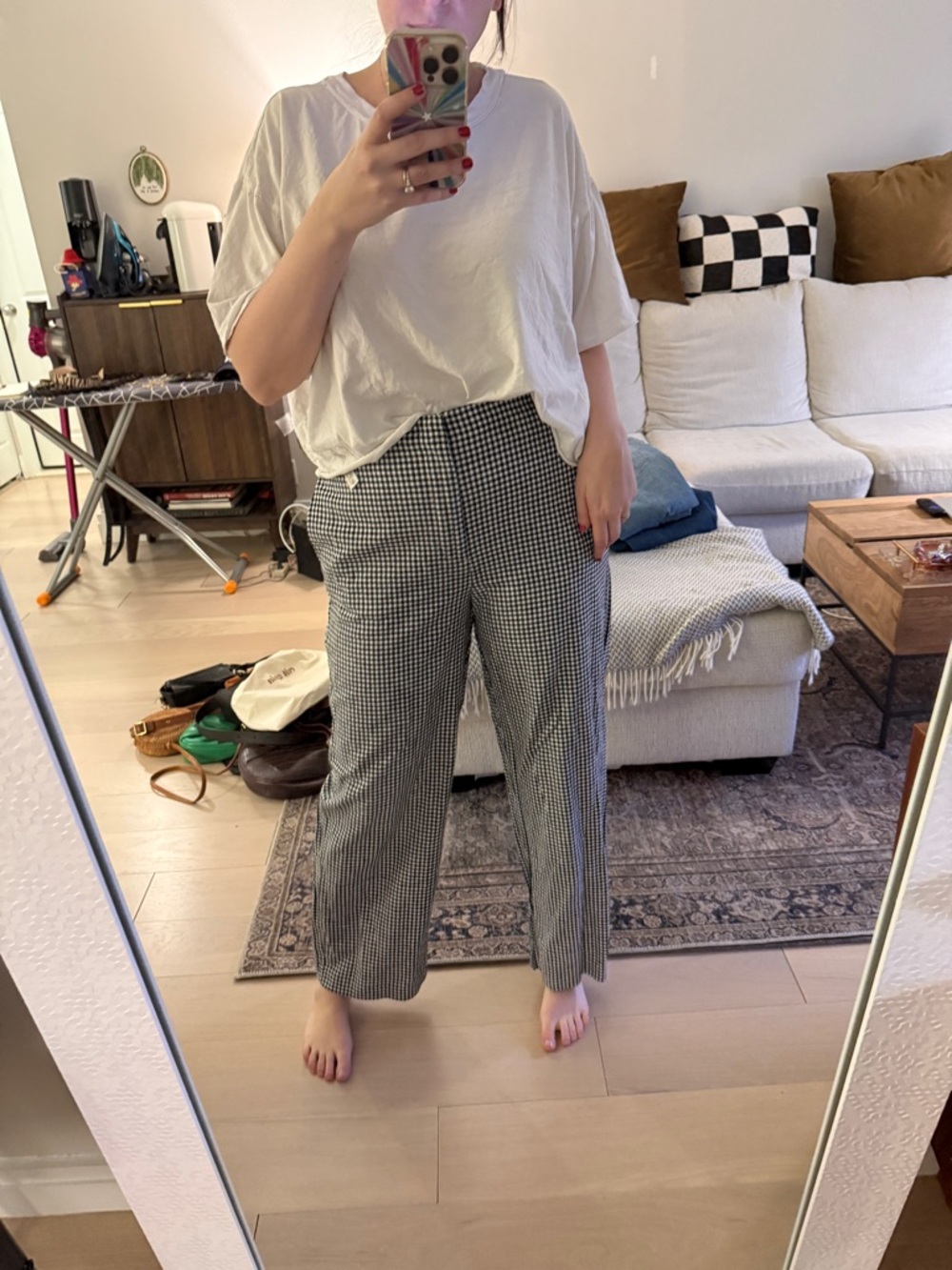 GAP linen blend relaxed ankle pant gingham
